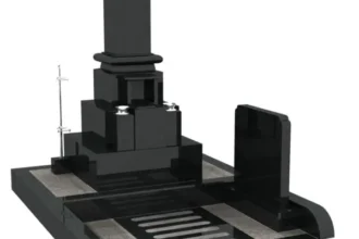 ８寸名古屋和型墓石（3㎡）インド黒高級御影石