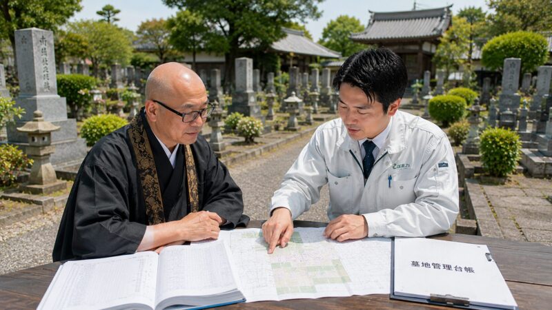 岡崎市周辺の寺院墓地で利用者減少や将来の管理について話し合っている様子